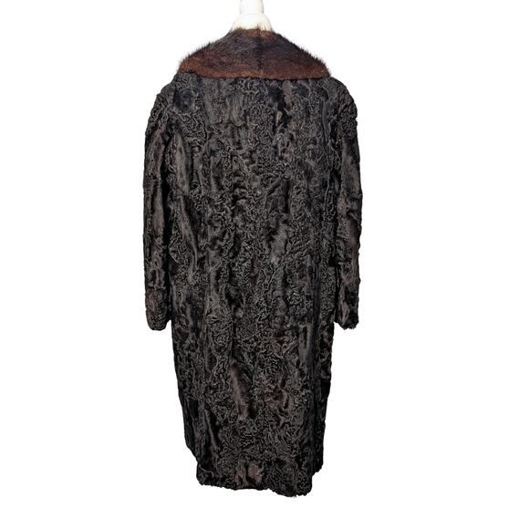 Vintage 100% Genuine Persian Lamb Fur Coat Mink Collar - Size M Petite - Picture 2 of 8